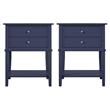 Home Square Traditional Engineered Wood Accent Tables in Navy - Set of 2