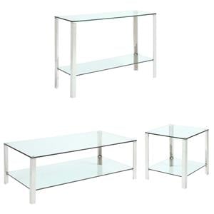 Home Square 3-Piece Set with Cocktail Table & Lamp Table & Sofa Table in Clear