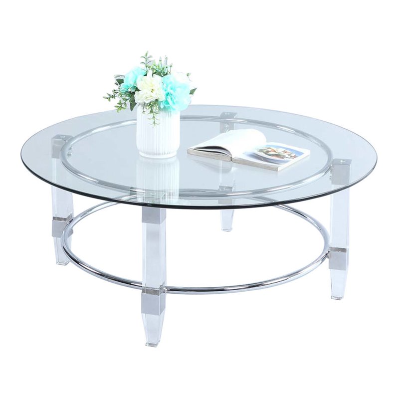 Home Square 3-Piece Set with Round Table & Lamp Table & Sofa Table in Clear