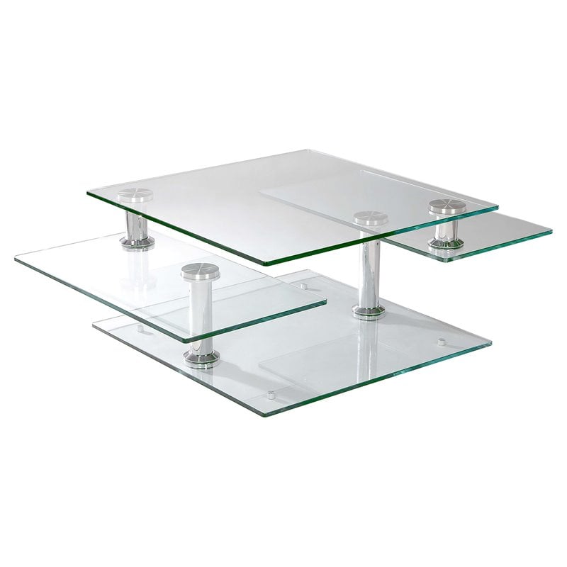 Home Square 2-Piece Set with Motion Cocktail Table & Lamp Table in Clear