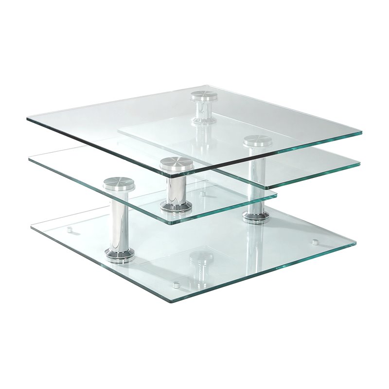 Home Square 2-Piece Set with Motion Cocktail Table & Lamp Table in Clear