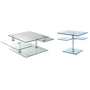 Home Square 2-Piece Set with Motion Cocktail Table & Lamp Table in Clear