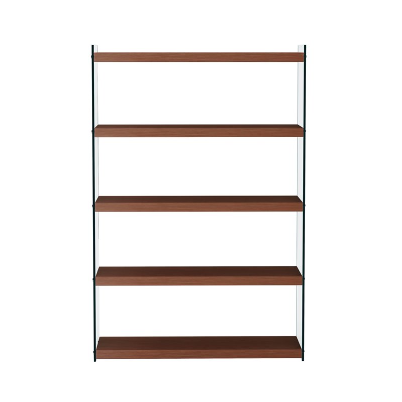 Home Square 2-Piece Set with Glass Rotatable Desk and Bookcase in Clear & Walnut