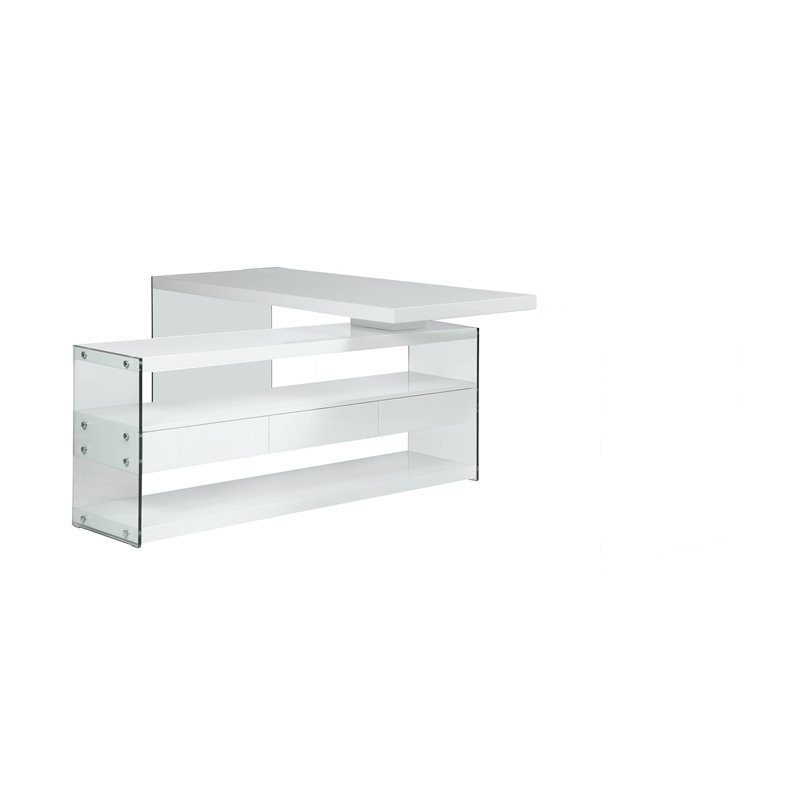 Home Square 2-Piece Set with Wood and Glass Rotatable Desk and Bookcase