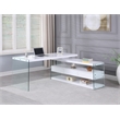 Home Square 2-Piece Set with Wood and Glass Rotatable Desk and Bookcase