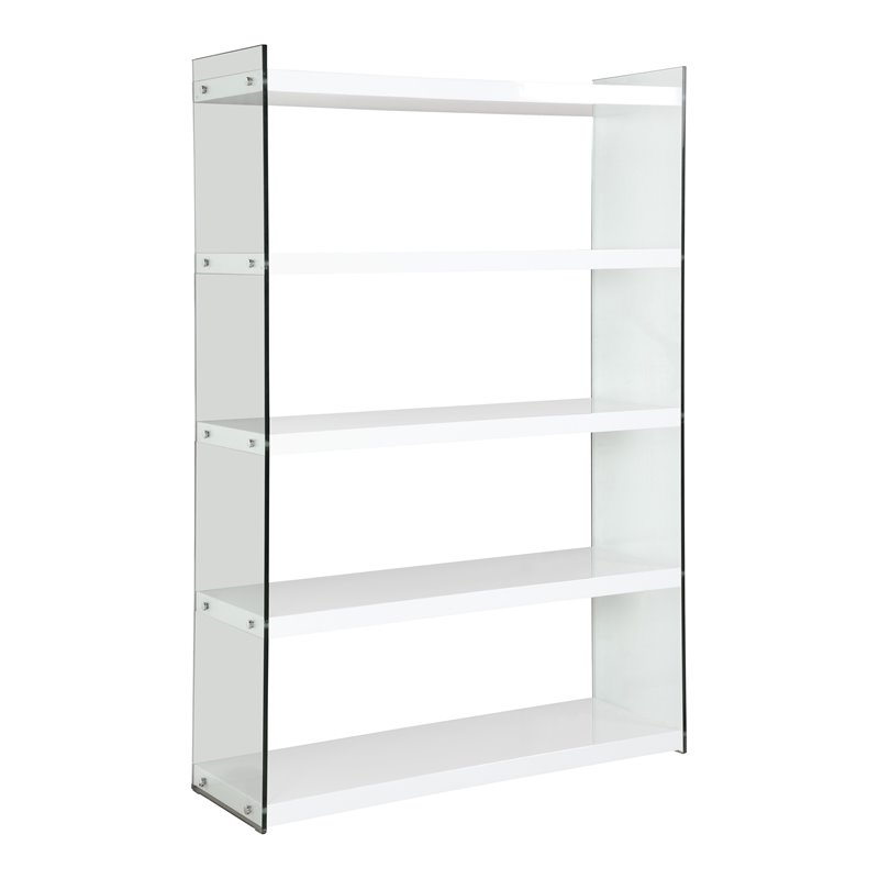 Home Square 2-Piece Set with Wood and Glass Rotatable Desk and Bookcase