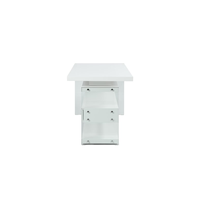 Home Square 2-Piece Set with Wood and Glass Rotatable Desk and Bookcase