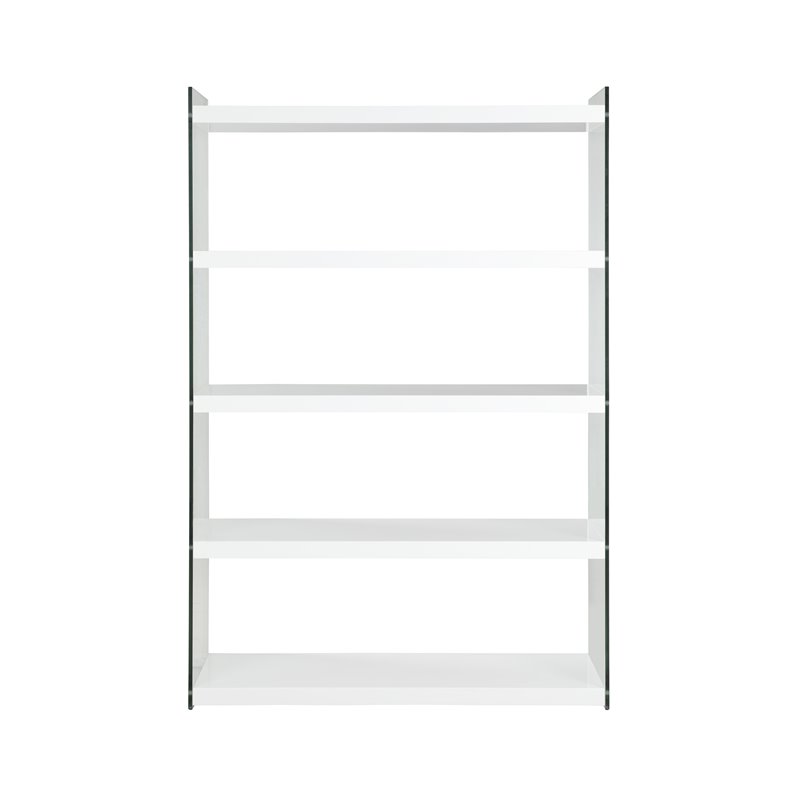 Home Square 2-Piece Set with Wood and Glass Rotatable Desk and Bookcase