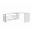 Home Square 2-Piece Set with Wood and Glass Rotatable Desk and Bookcase