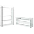 Home Square 2-Piece Set with Wood and Glass Rotatable Desk and Bookcase