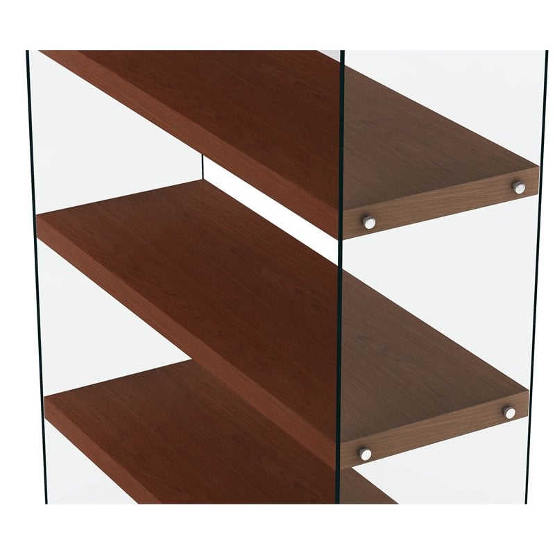 Home Square 2-Piece Set with Rotatable Desk and Bookcase in in Clear & Walnut