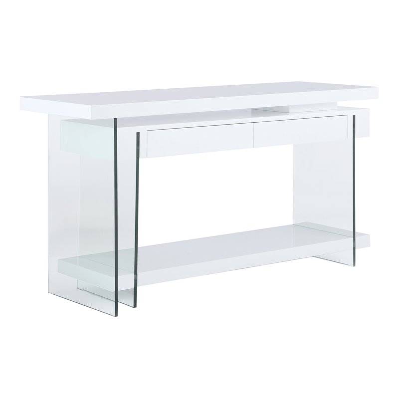 Home Square 2-Piece Set with Rotatable Desk and Bookcase in Clear & White