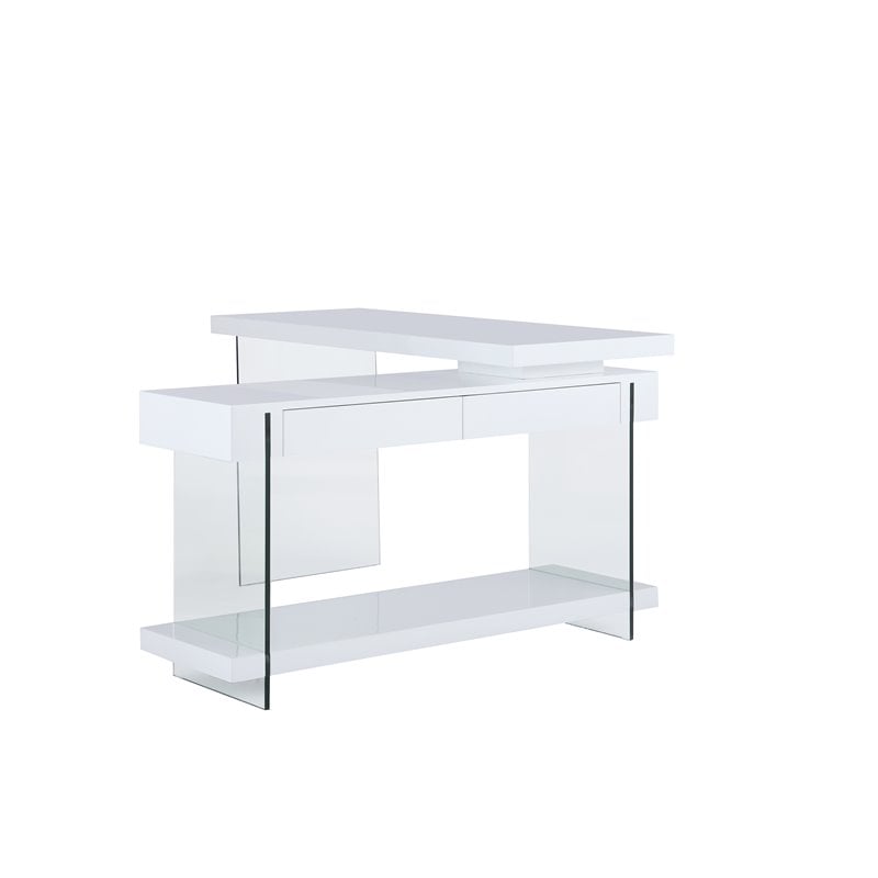 Home Square 2-Piece Set with Rotatable Desk and Bookcase in Clear & White