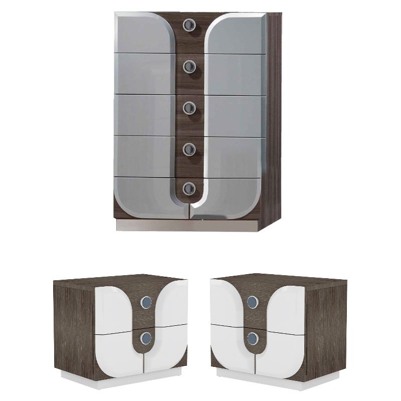 Home Square 3-Piece Set with Wood Chest and 2 Nightstand in White