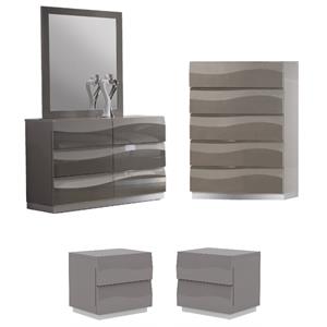 home square 4-piece set with bedroom chest & dresser & 2 nightstand in gray