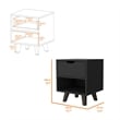 Home Square Engineered Wood Nightstand with 1 Drawer in Black - Set of 2