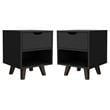 Home Square Engineered Wood Nightstand with 1 Drawer in Black - Set of 2