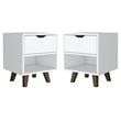 Home Square Engineered Wood Nightstand 1 Drawer in White - Set of 2
