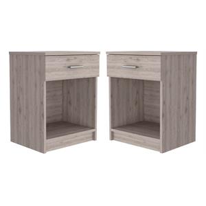 Home Square Engineered Wood Nightstand in Light Gray Finish - Set of 2