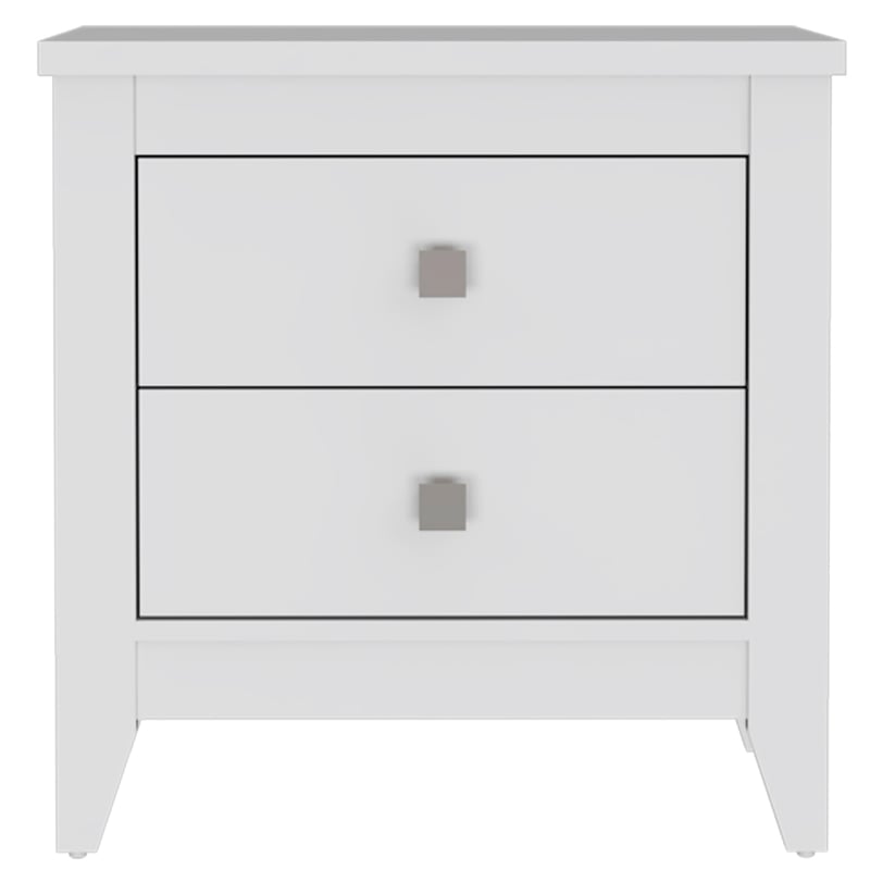Home Square 2 Shelf Engineered Wood Nightstand in White - Set of 2
