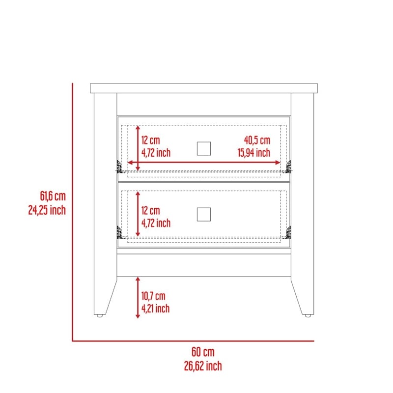 Home Square 2 Shelf Engineered Wood Nightstand in White - Set of 2