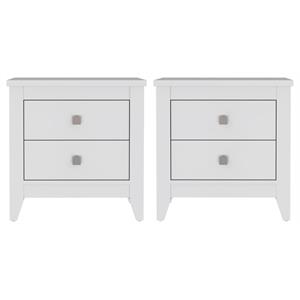 Home Square 2 Shelf Engineered Wood Nightstand in White - Set of 2