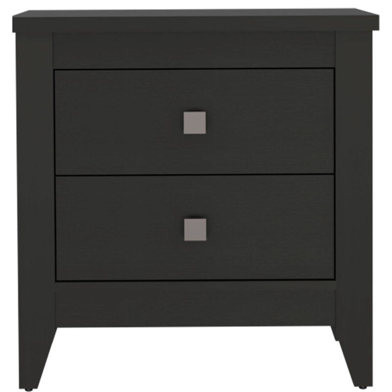 Home Square Breeze 2-Shelf Engineered Wood Nightstand in Black - Set of 2