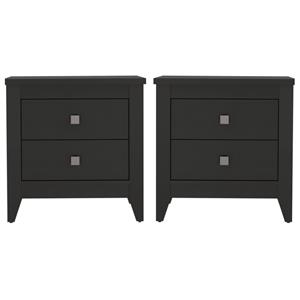 Home Square Breeze 2-Shelf Engineered Wood Nightstand in Black - Set of 2