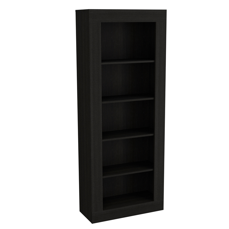 Home Square Engineered Wood Bookcase with Five Shelves in Black - Set of 2
