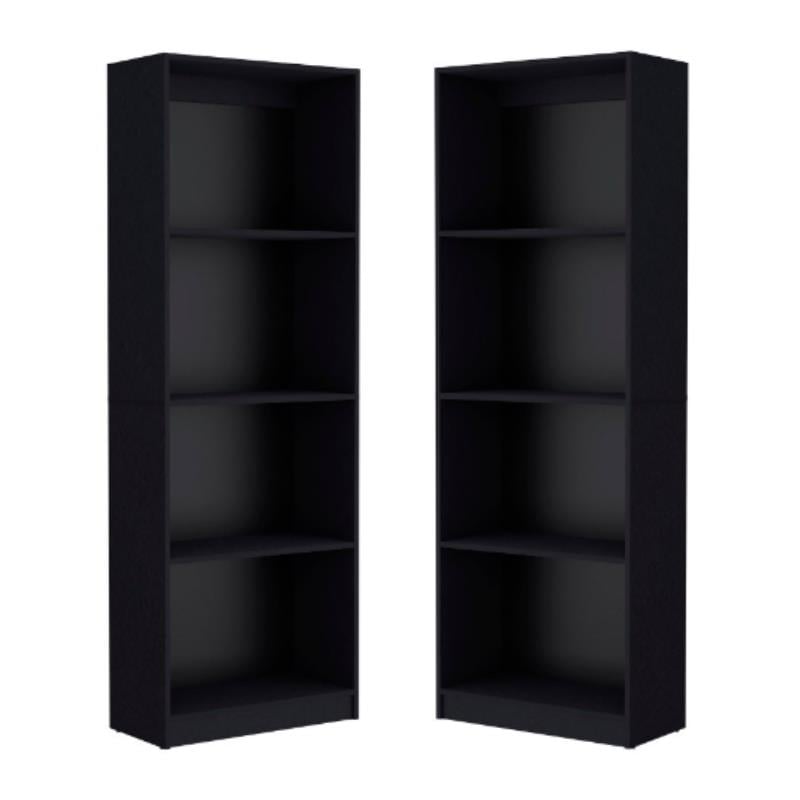 Home Square Engineered Wood Bookcase in Black Finish - Set of 2