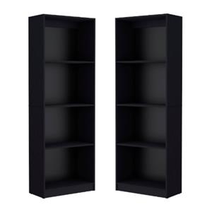 Home Square Engineered Wood Bookcase in Black Finish - Set of 2