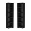 Home Square Engineered Wood Slim Bookcase in Black Finish - Set of 2