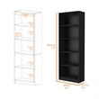 Home Square Engineered Wood 4 Shelves Bookcase in Black - Set of 2