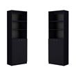 Home Square 2 Door Engineered Wood Bookcase in Black - Set of 2