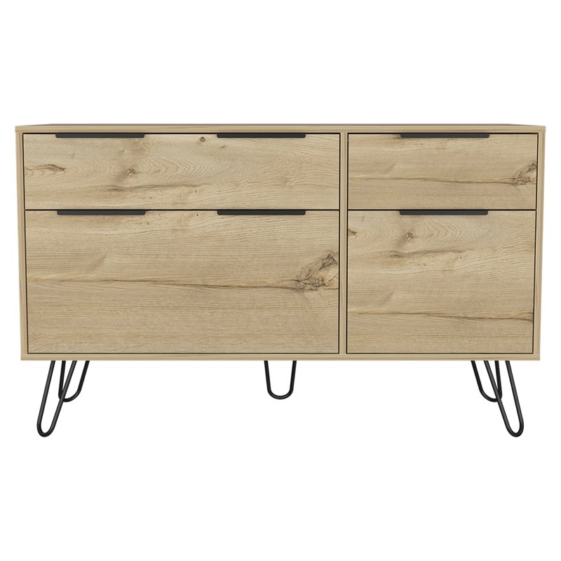 Home Square 3-Piece Set with Metal Dresser and 4 Drawers Dresser and Nightstand