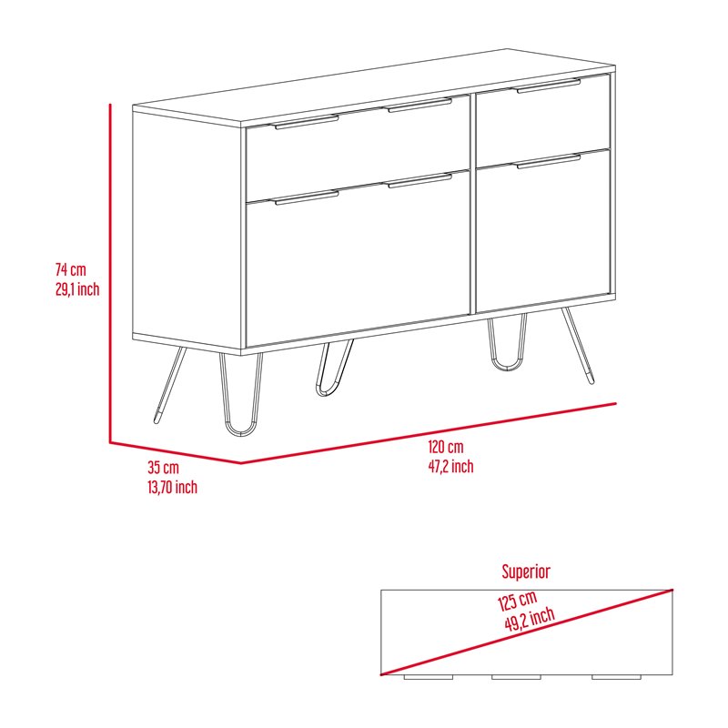 Home Square 2-Piece Set with 3 Drawers Dresser and 4 Drawers Dresser