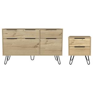 Home Square 2-Piece Set with 4 Drawers Dresser and Nightstand in Light Oak