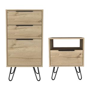 Home Square 2-Piece Set with 3 Drawers Dresser & Nightstand in Black