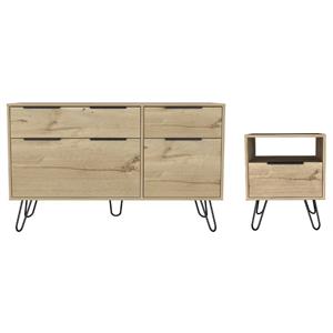Home Square 2-Piece Set with 4 Drawers Dresser & Nightstand in Black