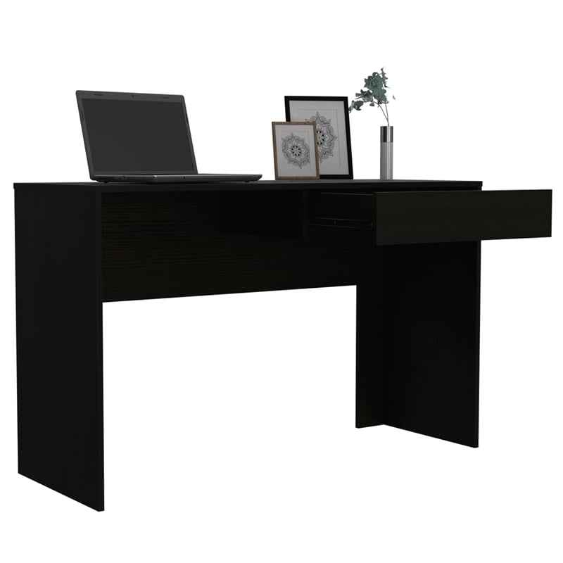 Home Square 2-Piece Set with Engineered Wood Writing Desk & Bookcase in Black