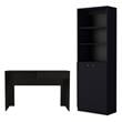 Home Square 2-Piece Set with Writing Desk and 2 Door Bookcase in Black