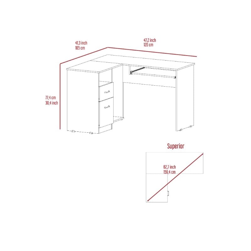 Home Square 2-Piece Set with L-Shaped Desk and 5 Shelves Bookcase in Black