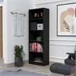 Home Square 2-Piece Set with L-Shaped Desk and 4 Shelves Bookcase in Black