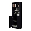 Home Square 2-Piece Set with L-Shaped Desk and 2 Door Bookcase in Black