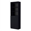 Home Square 2-Piece Set with L-Shaped Desk and 2 Door Bookcase in Black