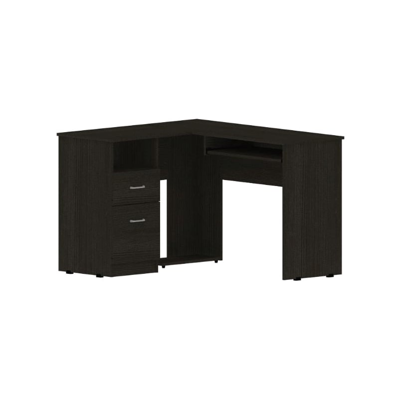 Home Square 2-Piece Set with L-Shaped Desk and 2 Door Bookcase in Black