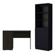 Home Square 2-Piece Set with L-Shaped Desk and 2 Door Bookcase in Black