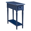 Home Square 2 Piece Coastal Narrow End Table with Drawer Set in Navy Blue