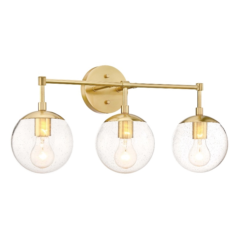Home Square 3 Light Glass Vanity Light in Satin Gold - Set of 2