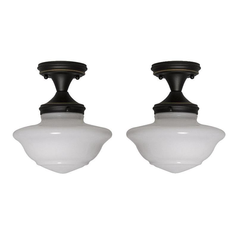 Home Square Stainless Steel Ceiling Light in Oil Rubbed Bronze - Set of 2
